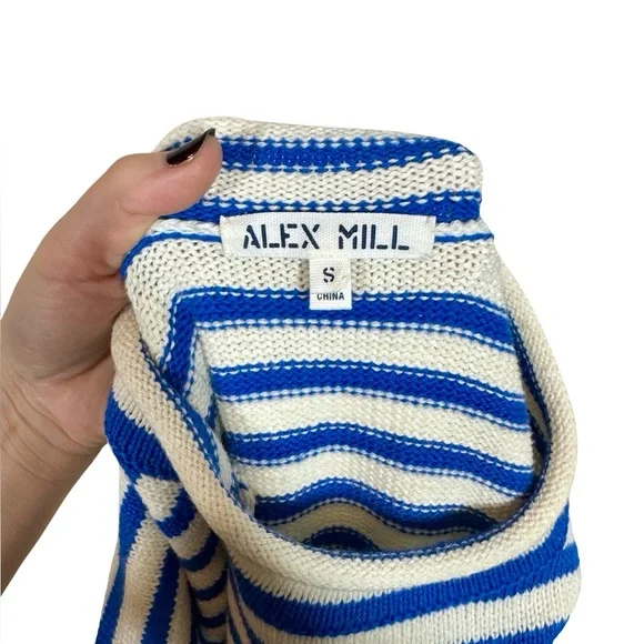 Alex Mill Mariner Roll Neck Sweater in Ultramarine and Ivory - Picture 11 of 15
